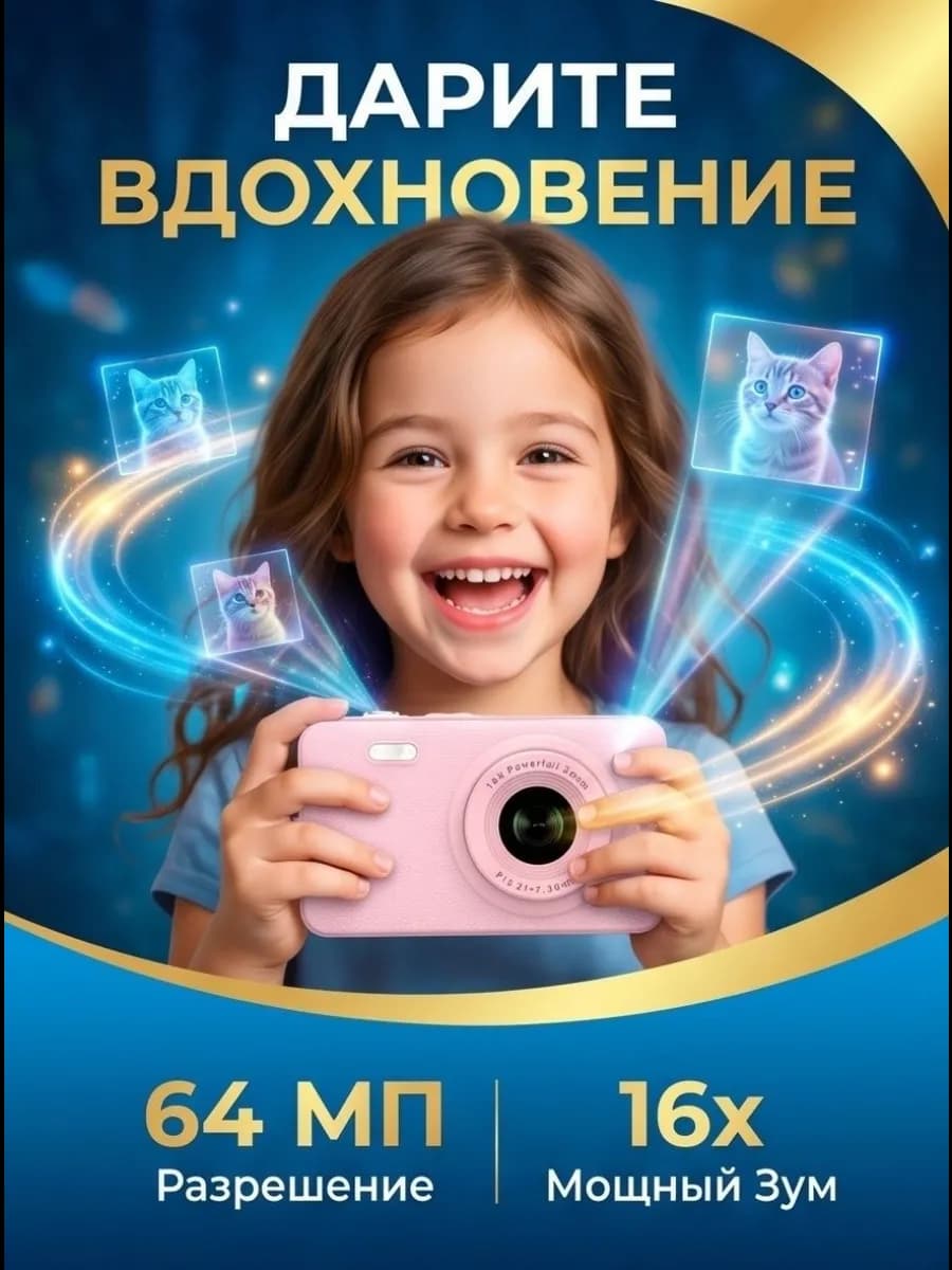 Детская цифровая фотокамера с видео играми и картой 32Гб