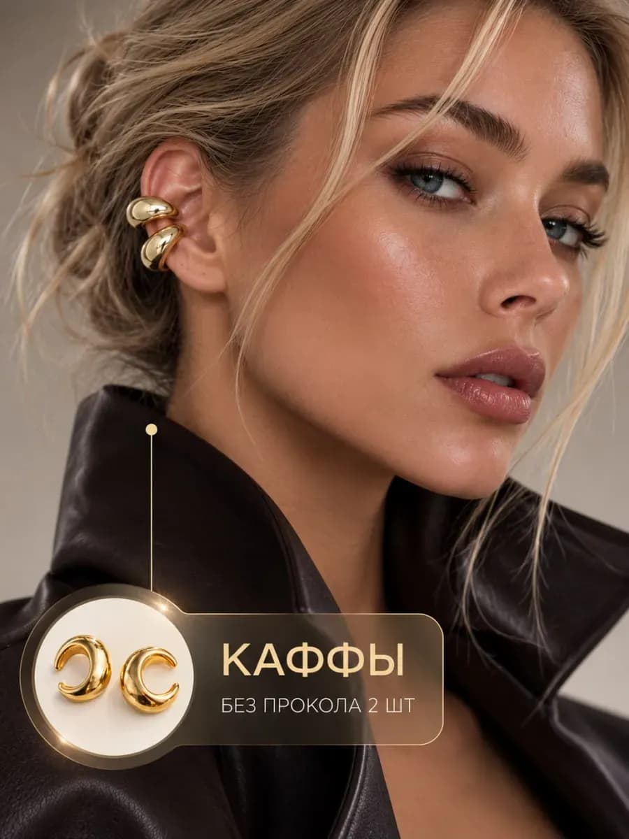 Серьги каффы без прокола капля украшения на выпускной
