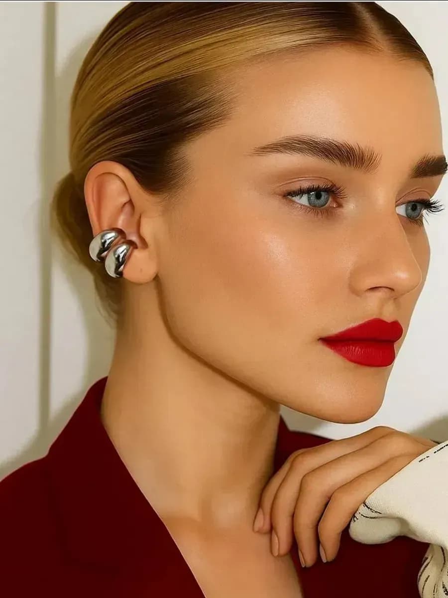Каффы серьги объемные капельки без прокола