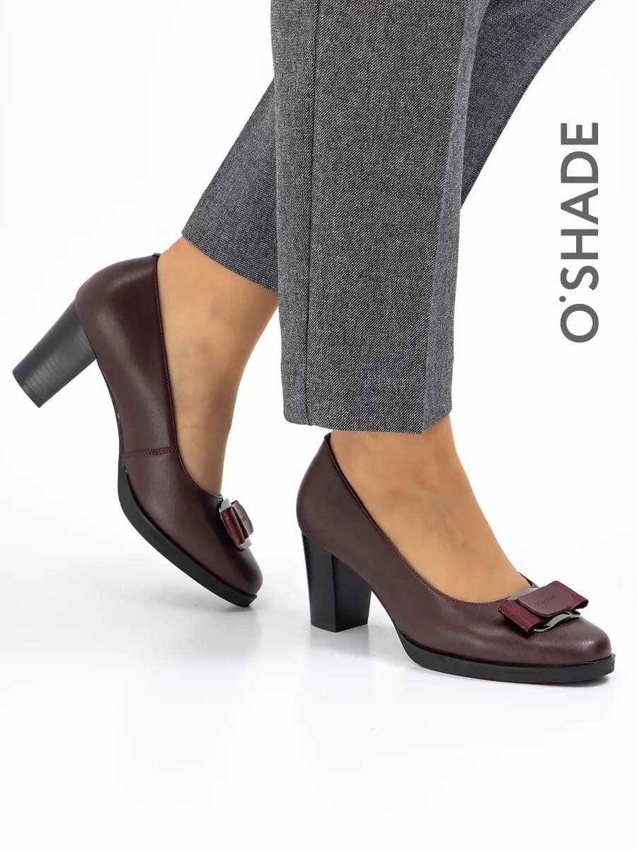 Туфли бордовые женские на каблуке