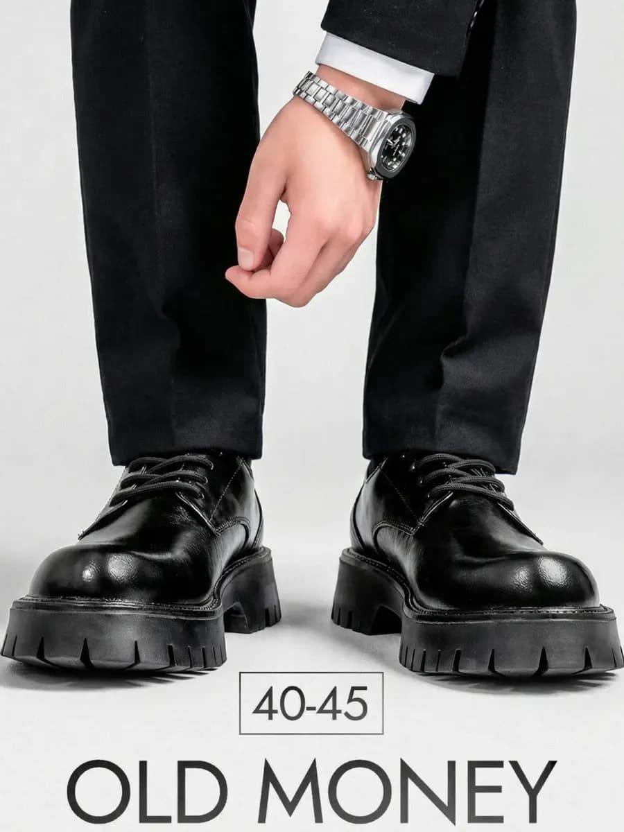 Туфли классические дерби с высокой подошвой платформой