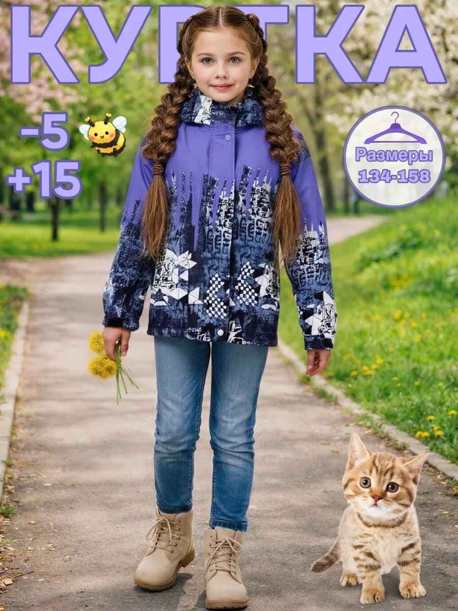 Демисезонная куртка с капюшоном на подростков