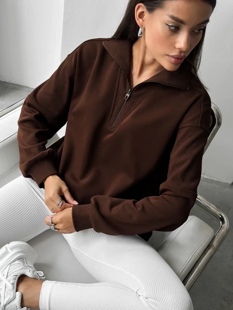 Свитшот полузамок оверсайз без начеса