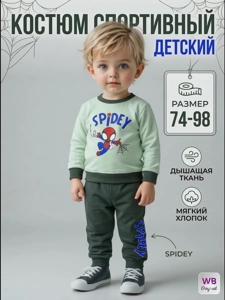 Костюм спортивный детский с принтом Человек Паук SPIDEY