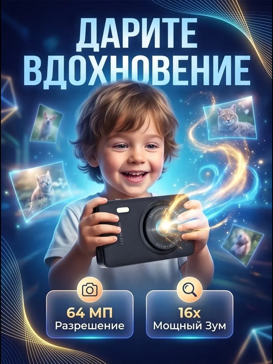 Детская цифровая фотокамера с видео играми и картой 32Гб