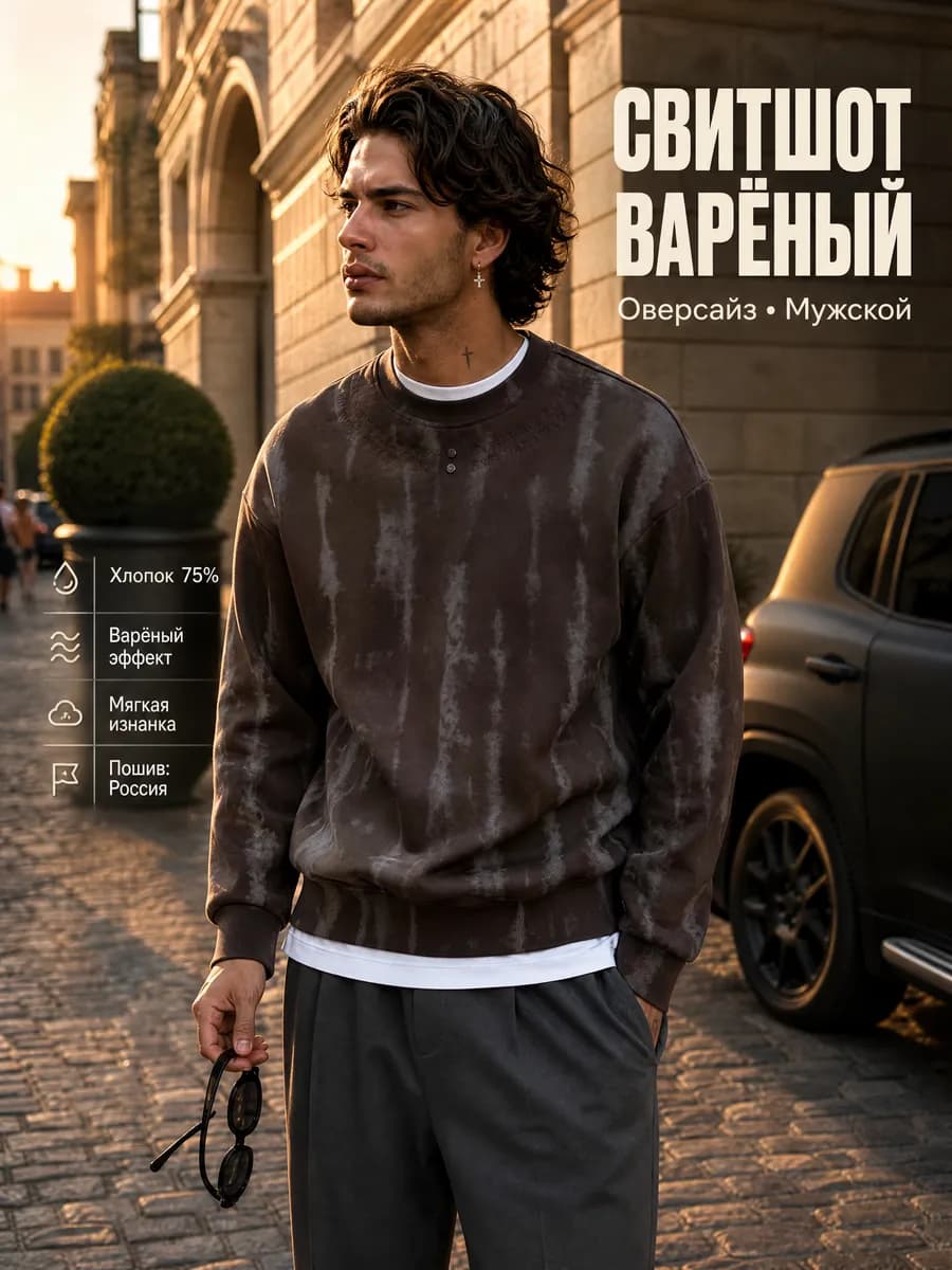 Свитшот оверсайз с начесом