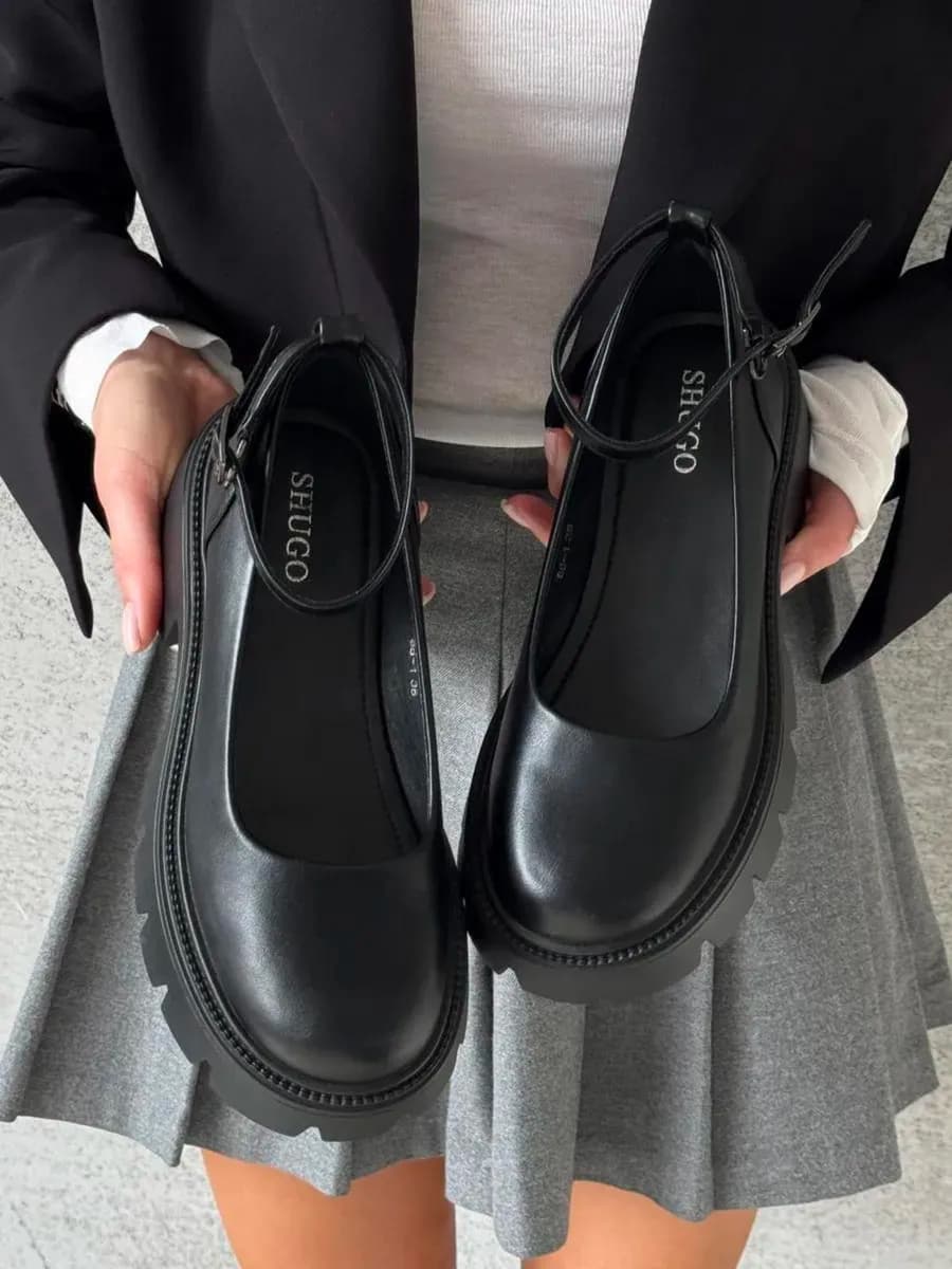 Лоферы с ремешком на платформе