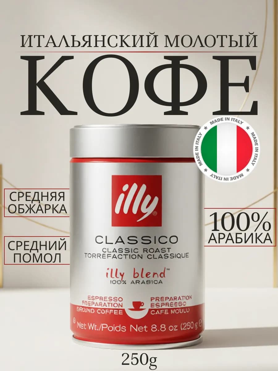 Натуральный кофе молотый Classico арабика 100% 250 г