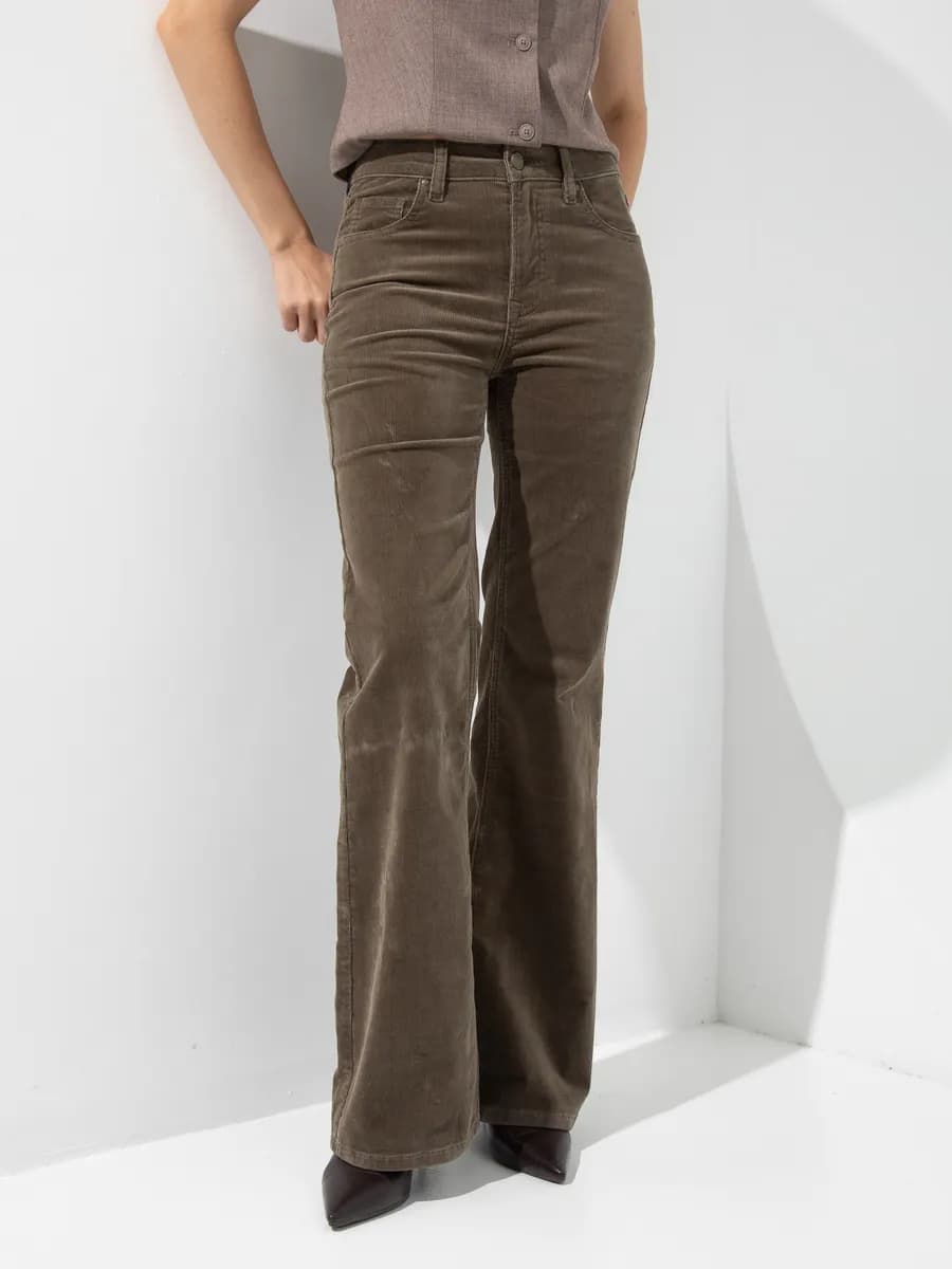 Брюки вельветовые клеш с высокой посадкой