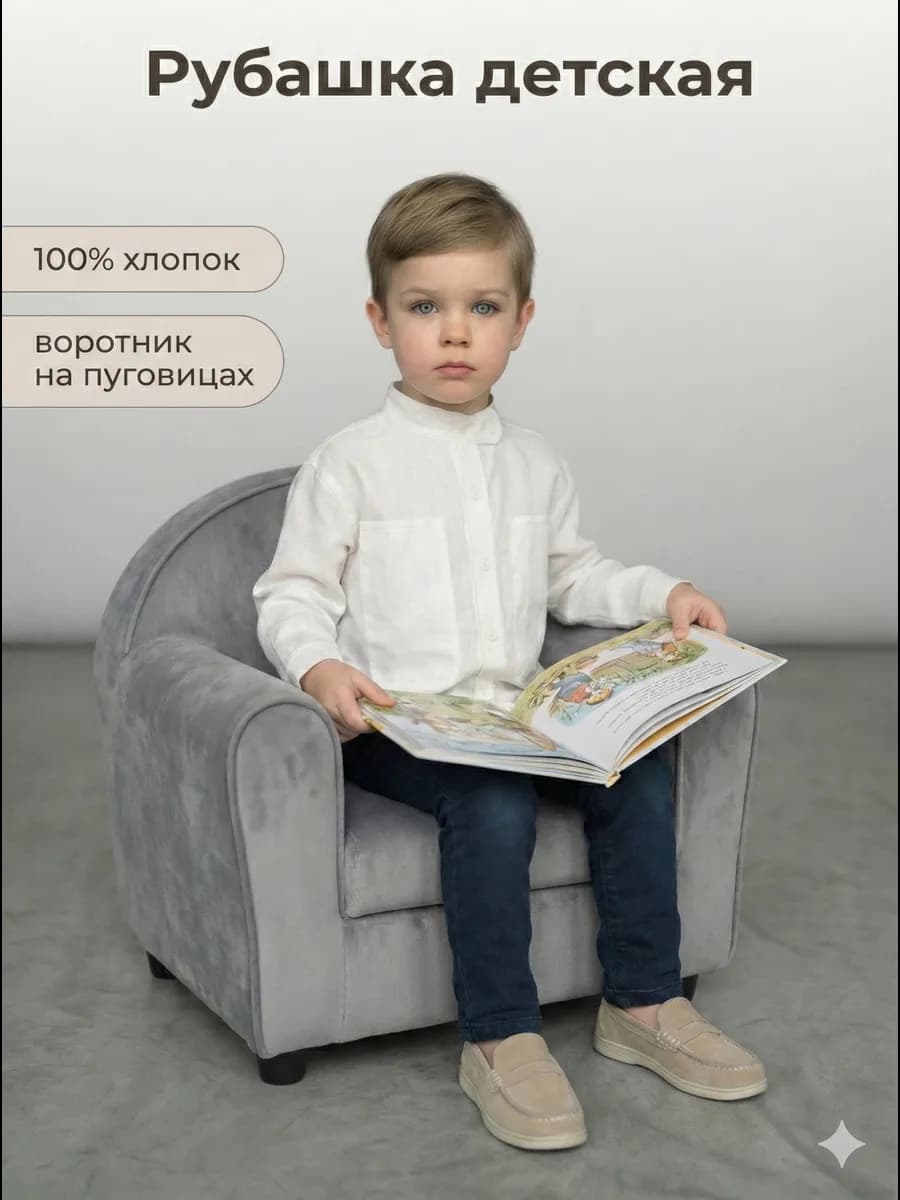 Рубашка детская школьная с длинным рукавом