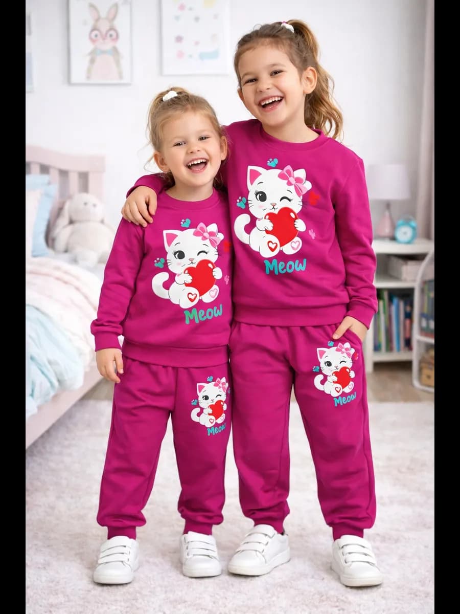 Костюм спортивный с принтом кошечка