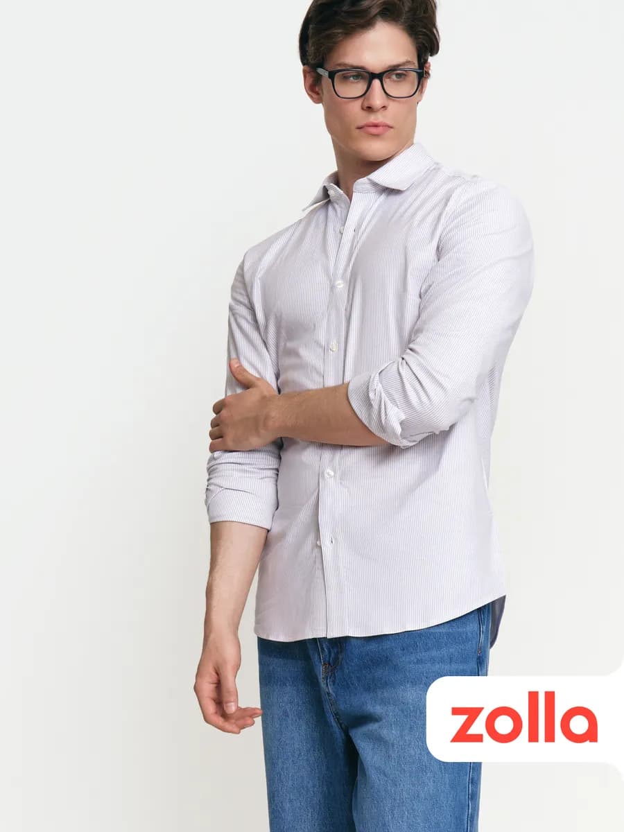 Мужская рубашка из хлопка в полоску