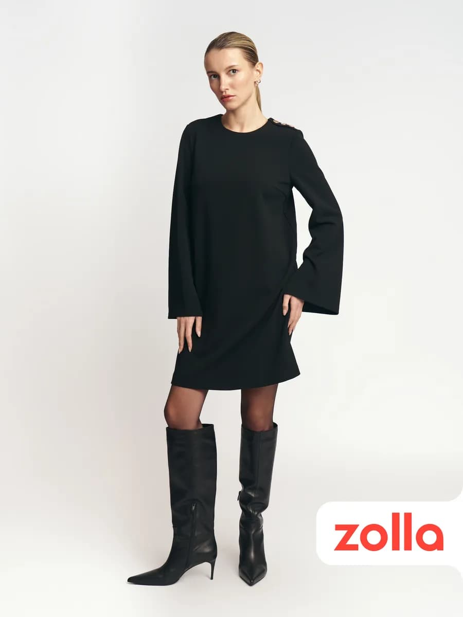 Женское платье мини с длинным рукавом