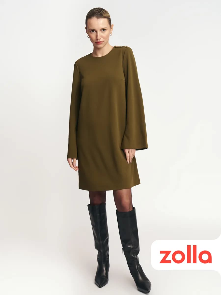 Женское платье мини с длинным рукавом