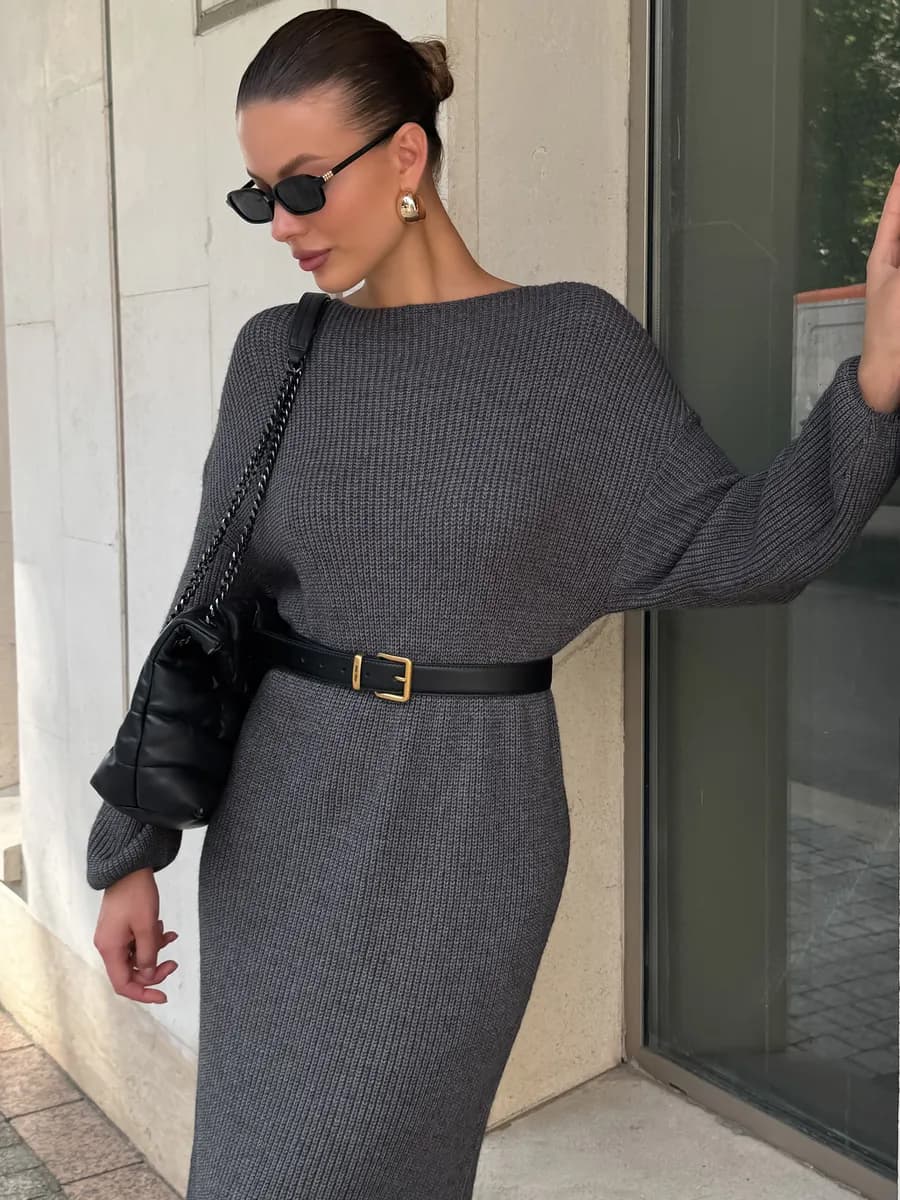 Платье вязаное свитер теплое