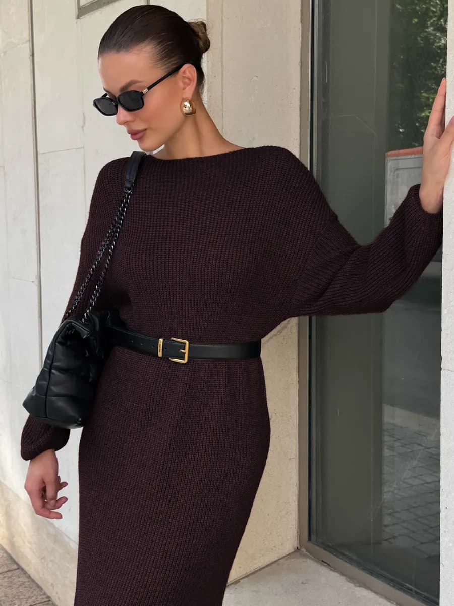 Платье вязаное свитер теплое