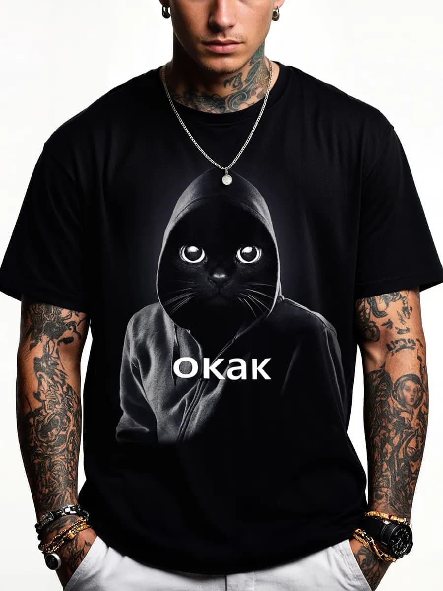 Футболка с принтом светящимся Кот