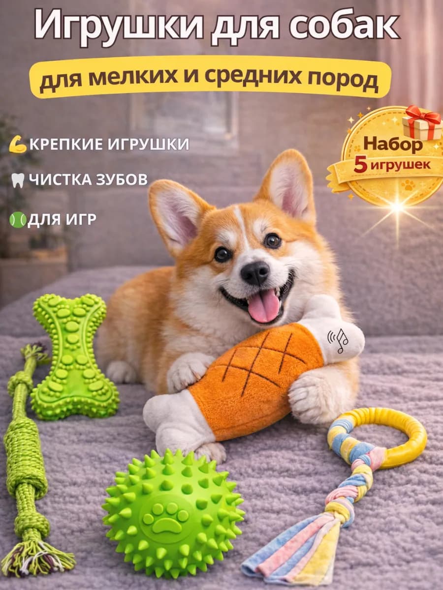 Набор игрушек для щенков и собак мелких и средних пород