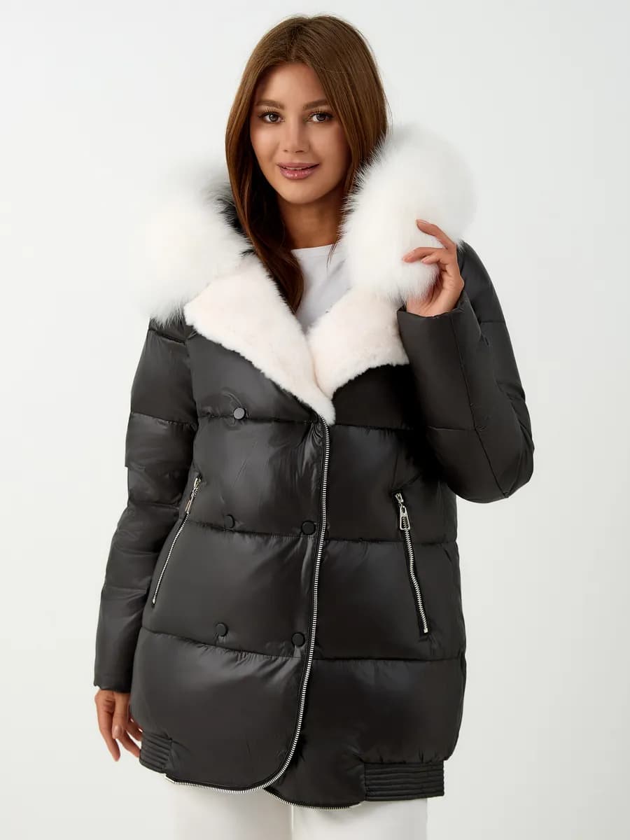 Пуховик зимний удлиненный с мехом