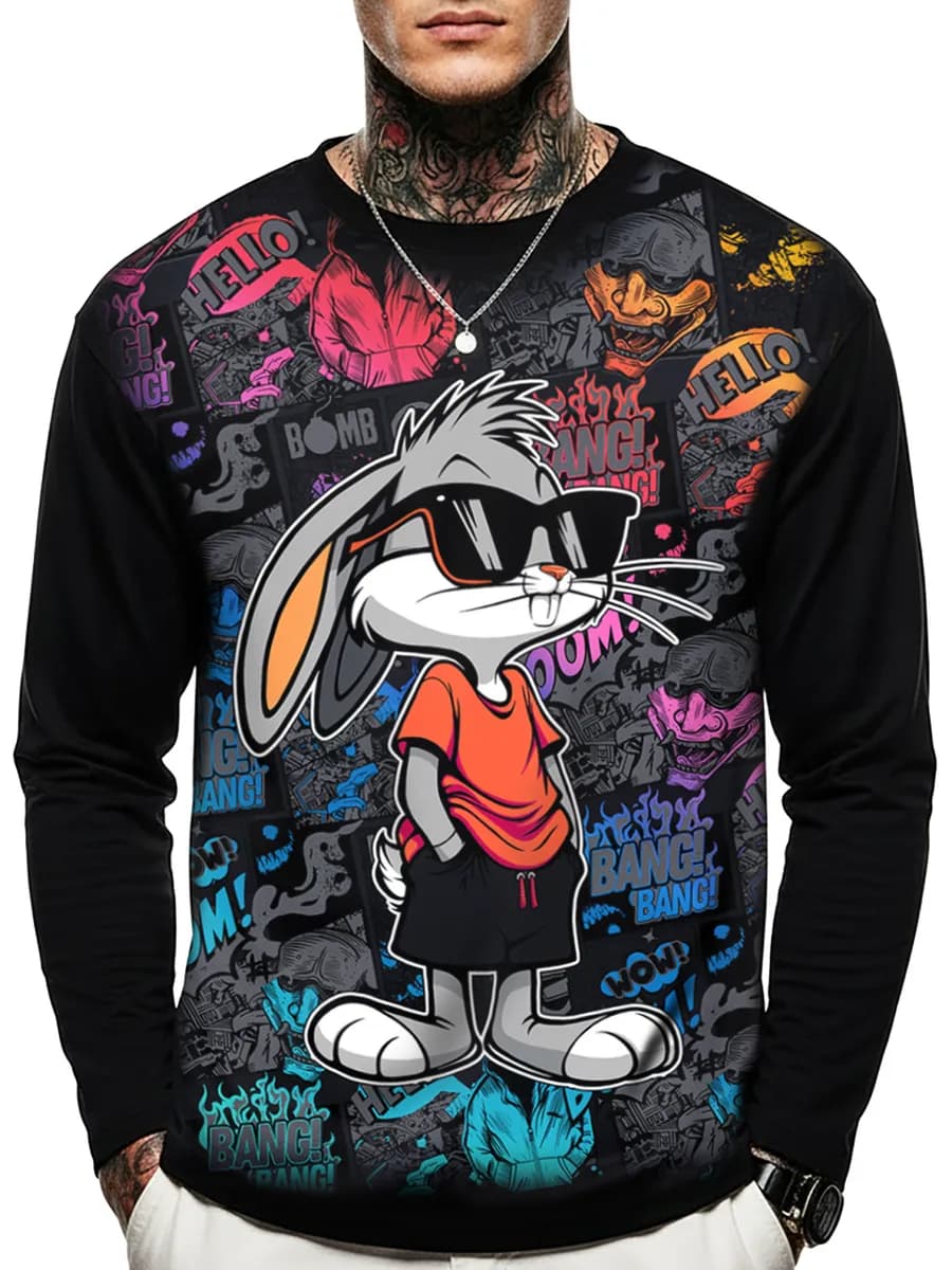 Лонгслив с принтом стильного Кролика