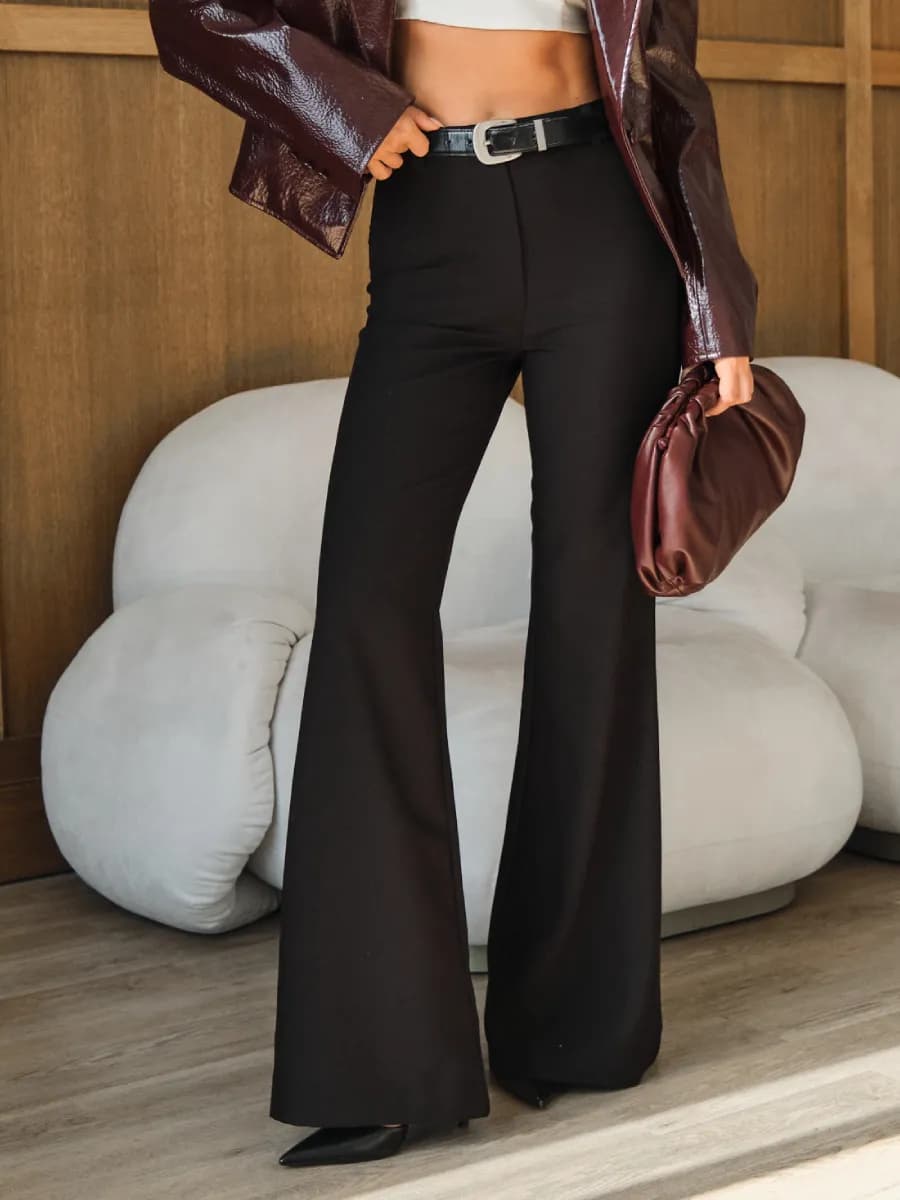 Брюки клеш от колена классические с высокой посадкой