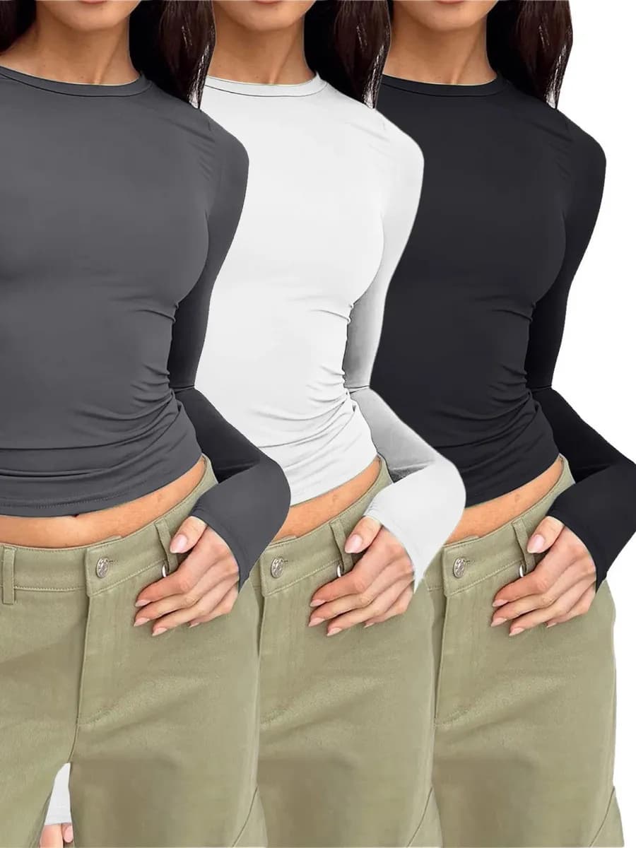 Лонгслив skims обтягивающий, набор из 3 шт