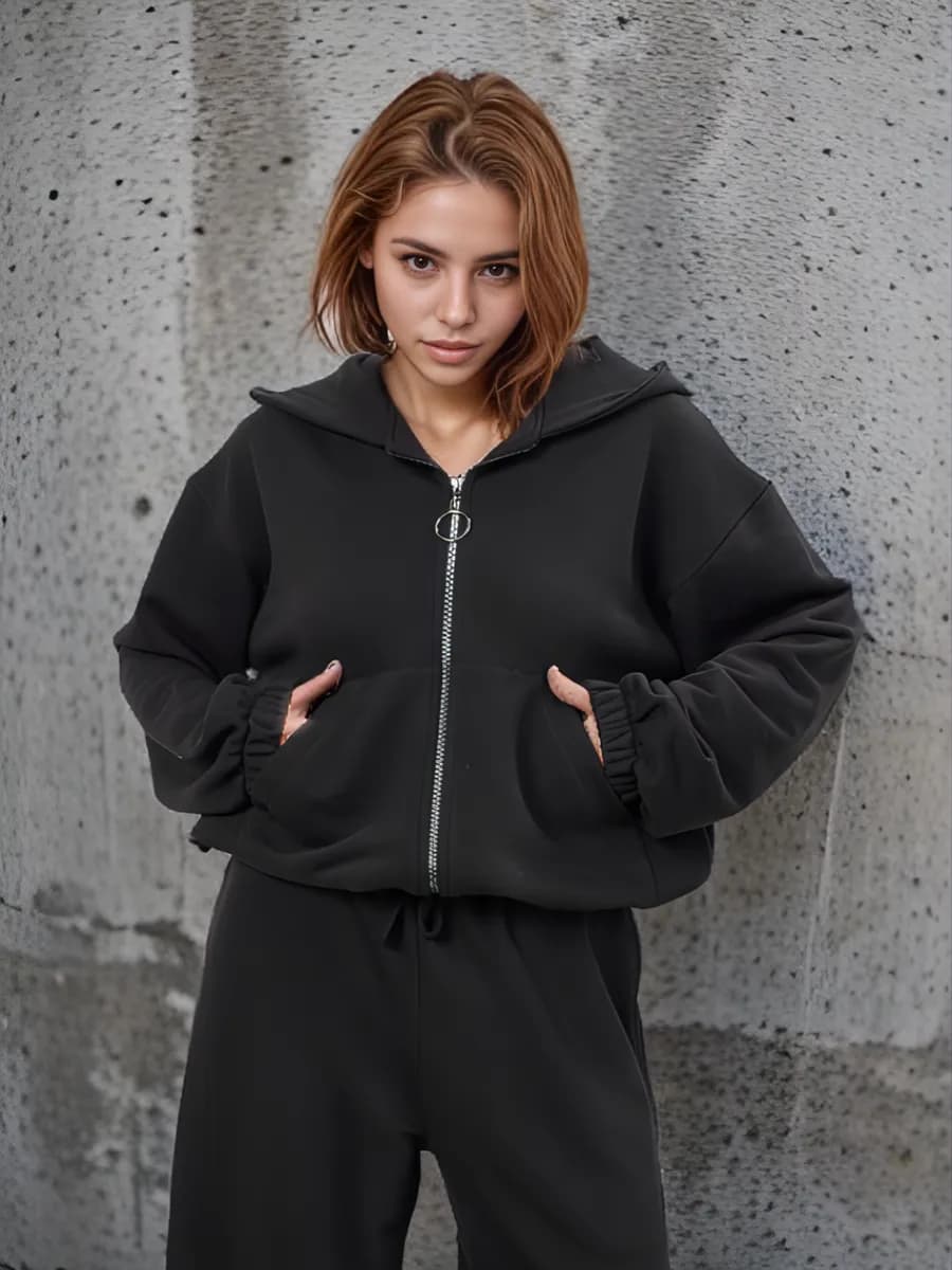 Костюм спортивный оверсайз зип худи со штанами