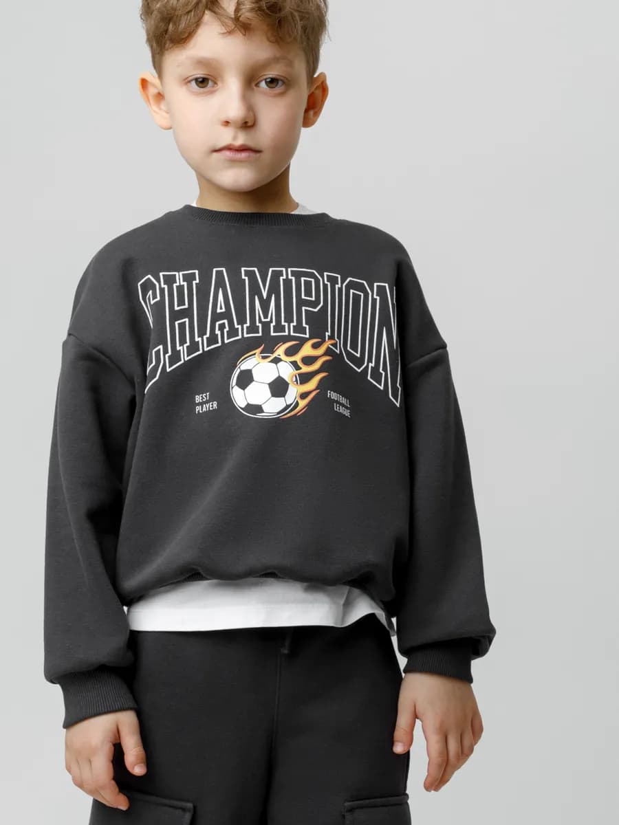 Свободный свитшот с принтом для мальчика - фото 1