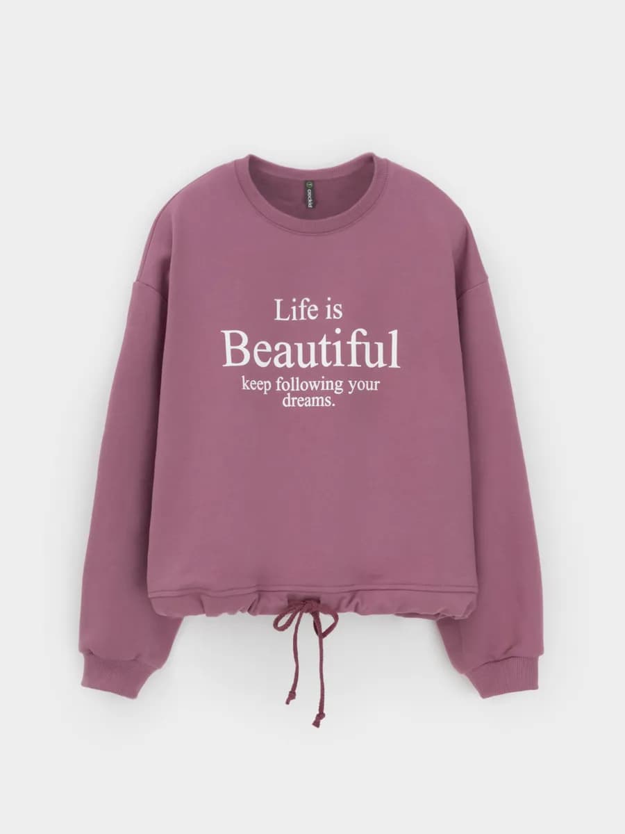 Трикотажный свободный свитшот для девочки, хлопковый - фото 1