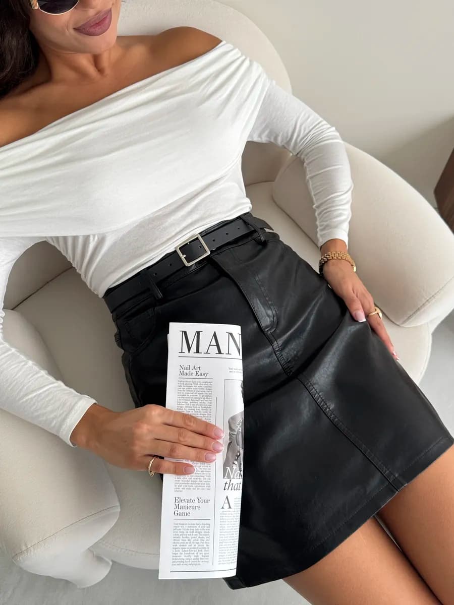 Юбка кожаная мини