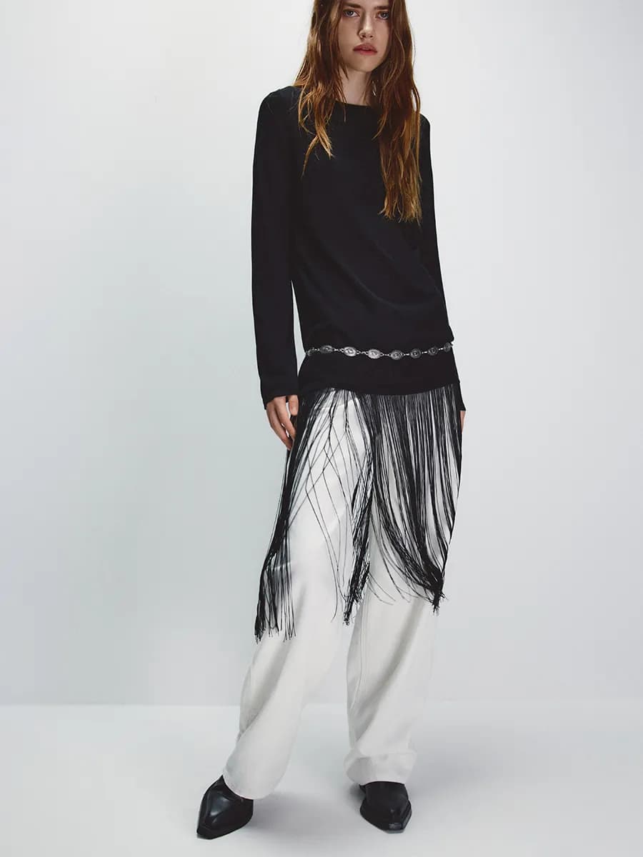 Джемпер удлиненный в стиле бохо