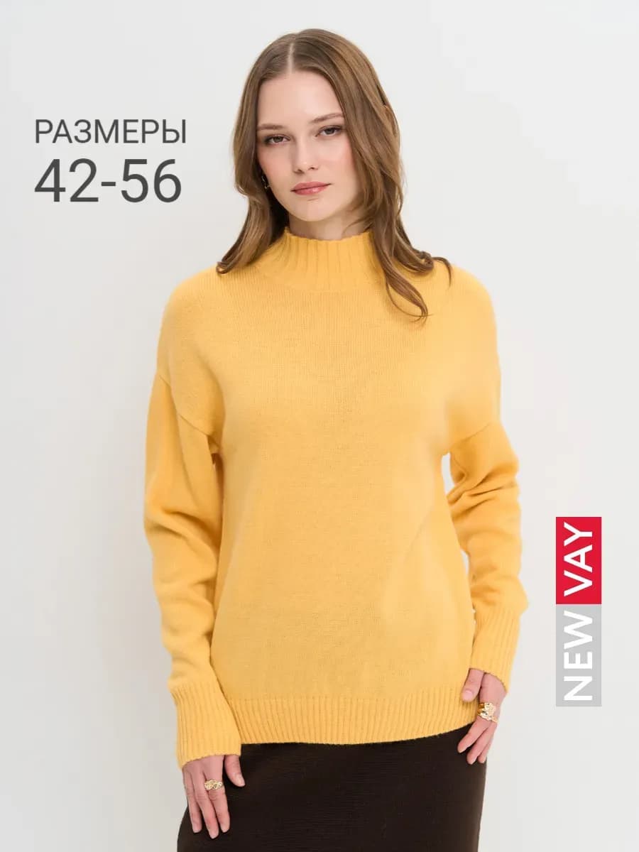 Пуловер тонкий теплый вязаный с горлом - фото 1