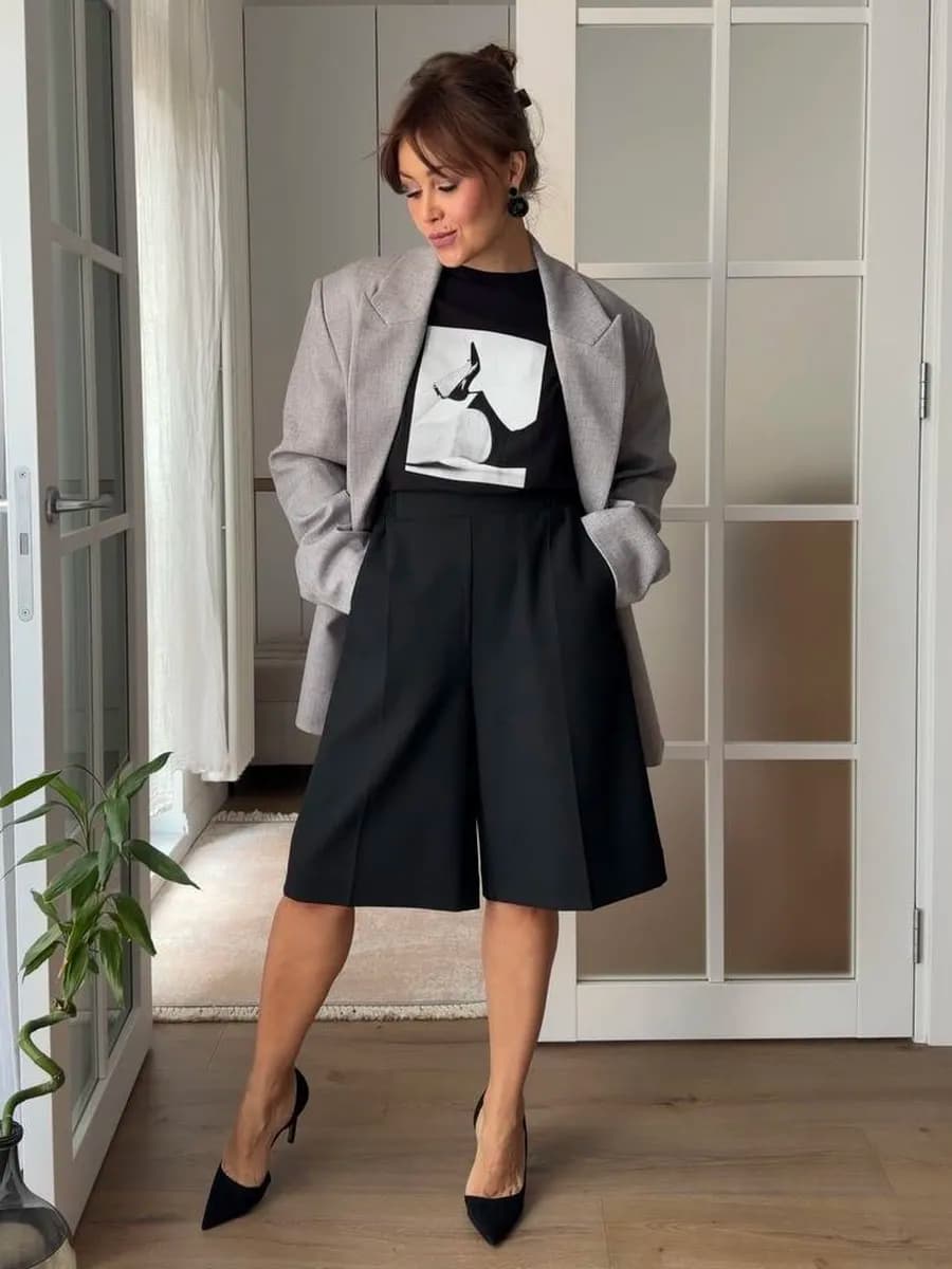 Удлиненные шорты бермуды осенние классические