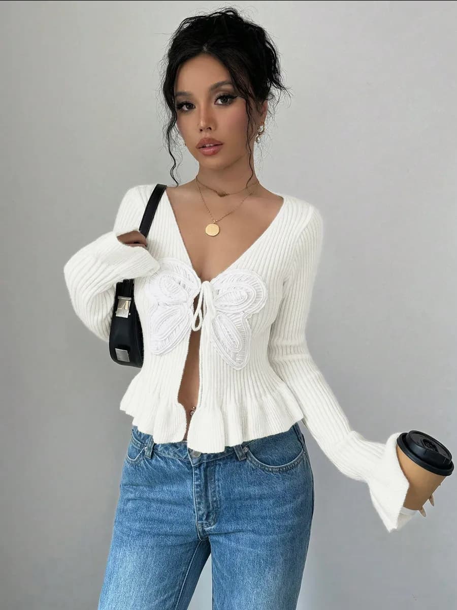 Кардиган укороченный на завязках