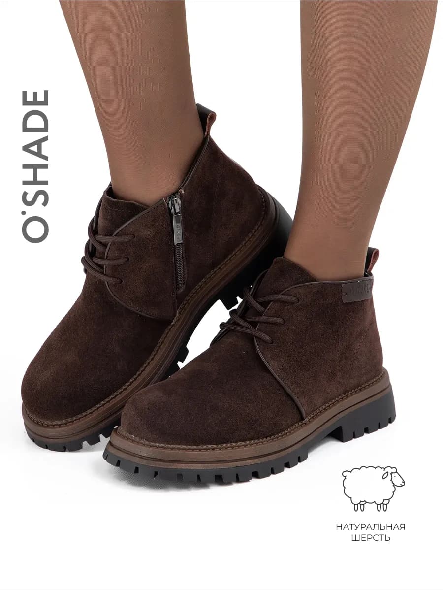 Ботинки коричневые женские зимние