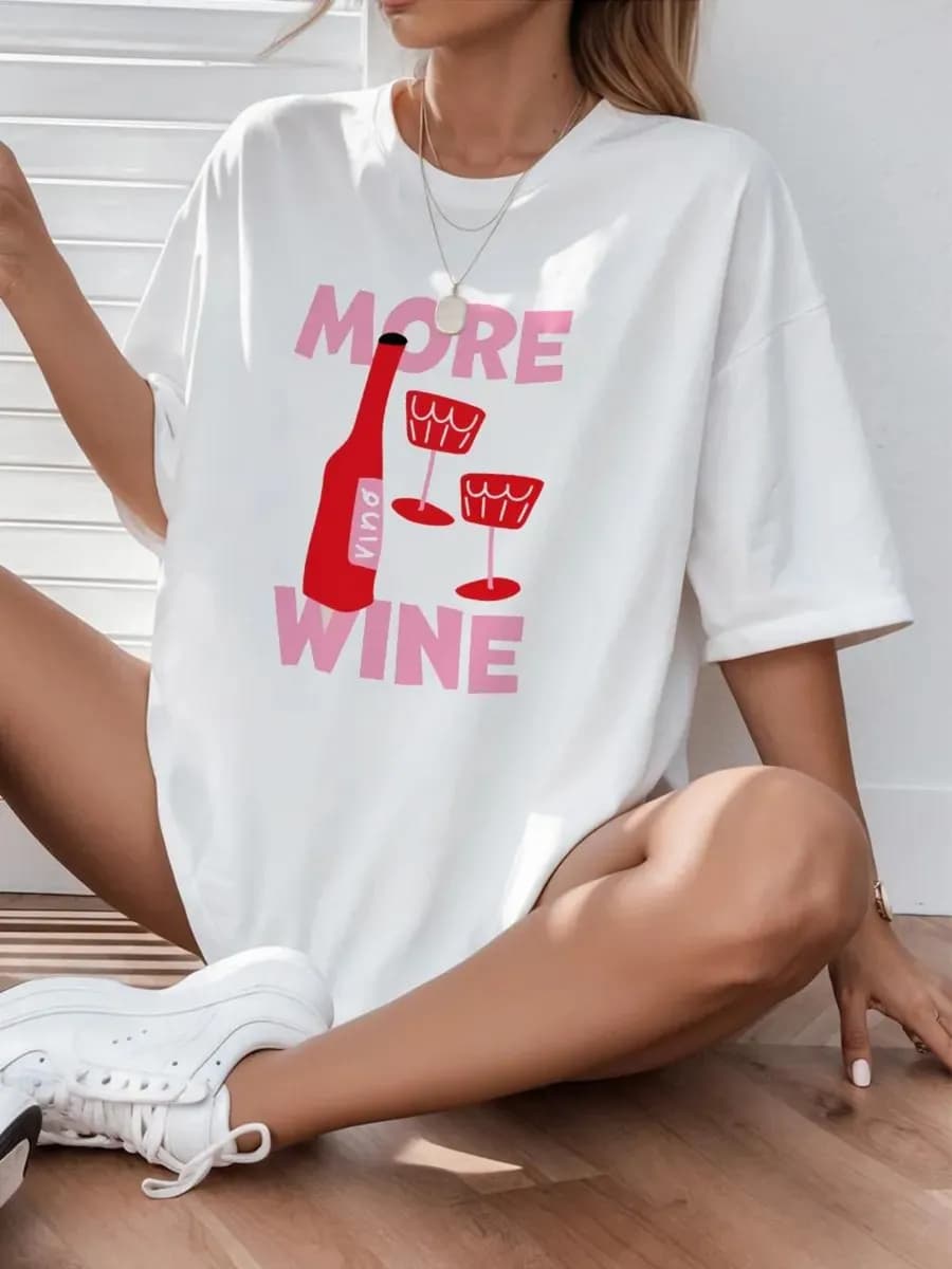 Футболка однотонная базовая оверсайз с принтом - фото 1