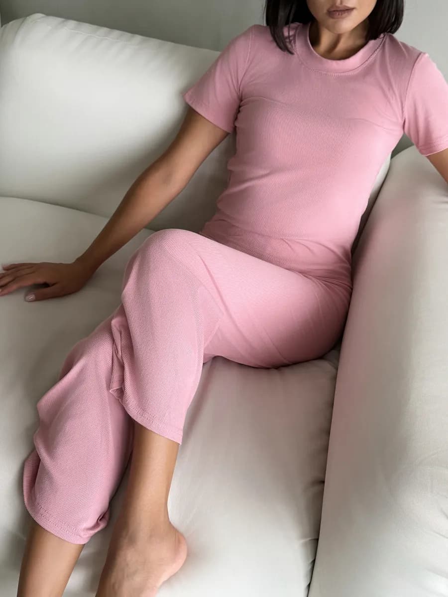 Пижама со штанами в рубчик