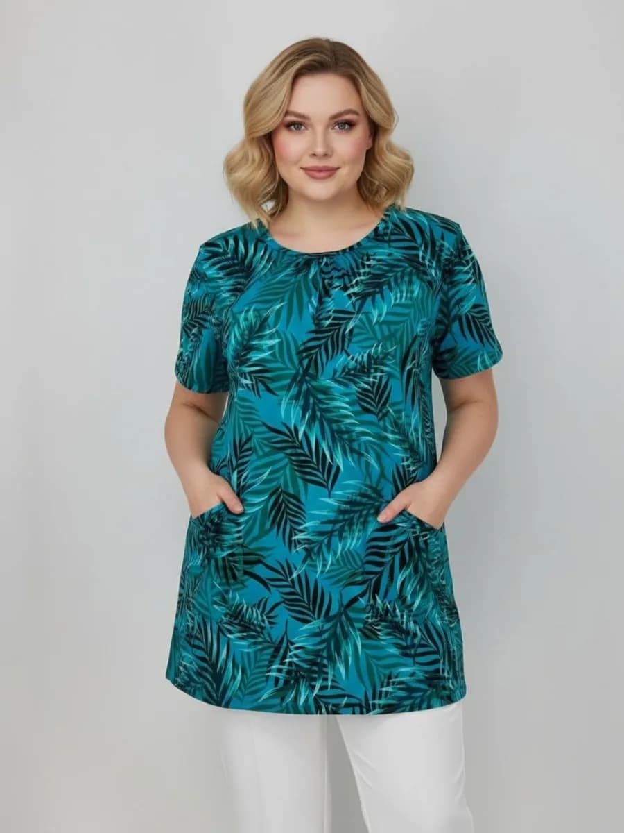 Футболка хлопковая удлиненная с карманами