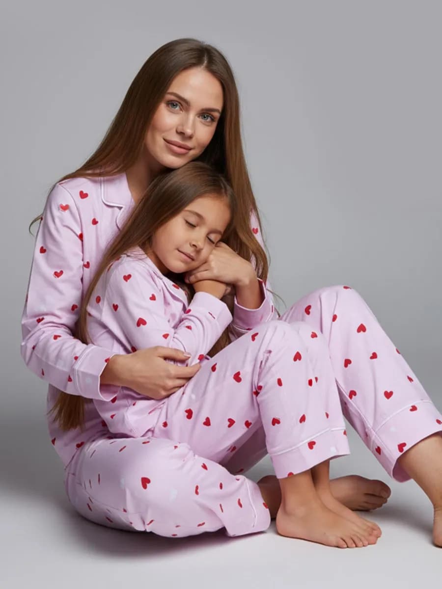 Пижама со штанами с сердечками для девочки подростка
