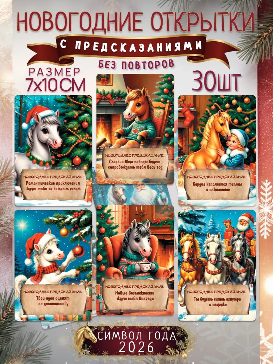 новогодние открытки предсказания с символом 2026 года