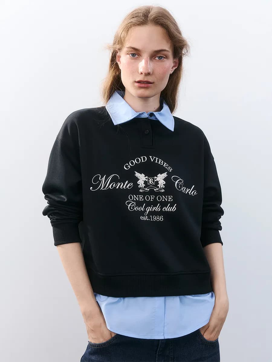 Свитшот с имитацией рубашки