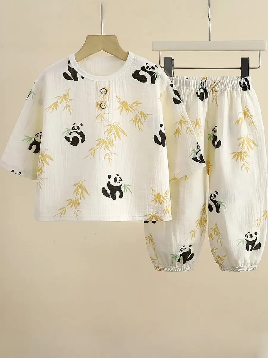 Пижама детская муслиновая с брюками - фото 1