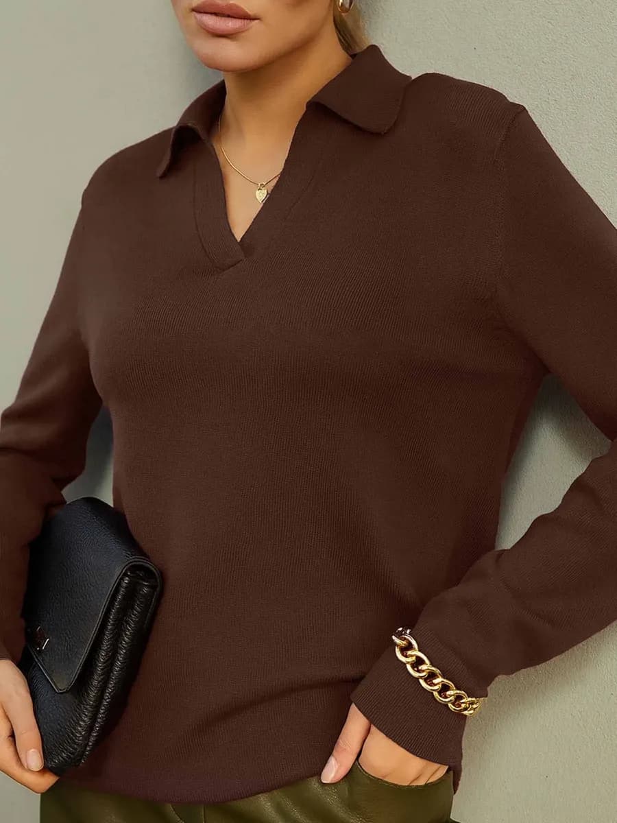 Джемпер поло вязаный базовый