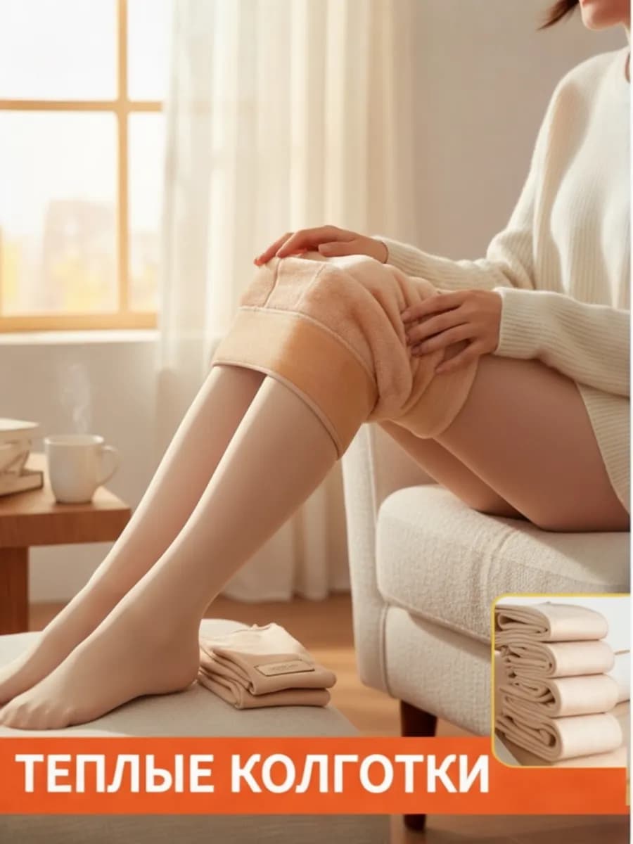 Теплые колготки с мехом