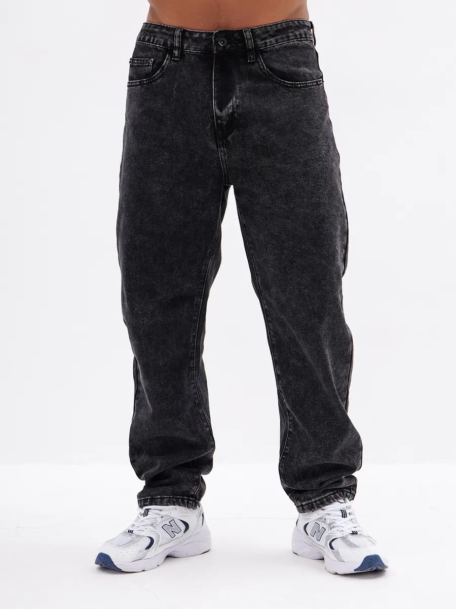 джинсы багги черные прямые