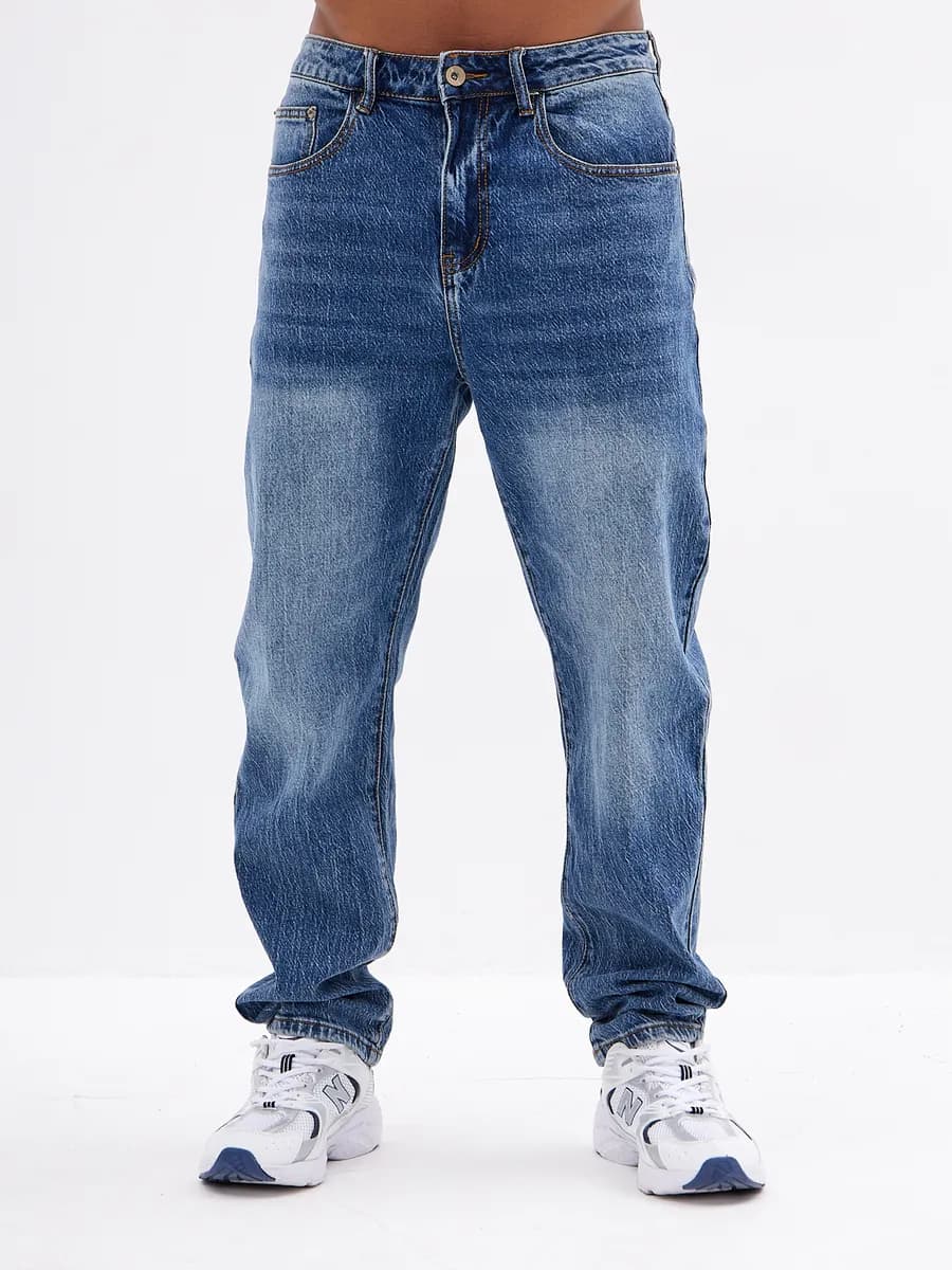 джинсы багги синие прямые