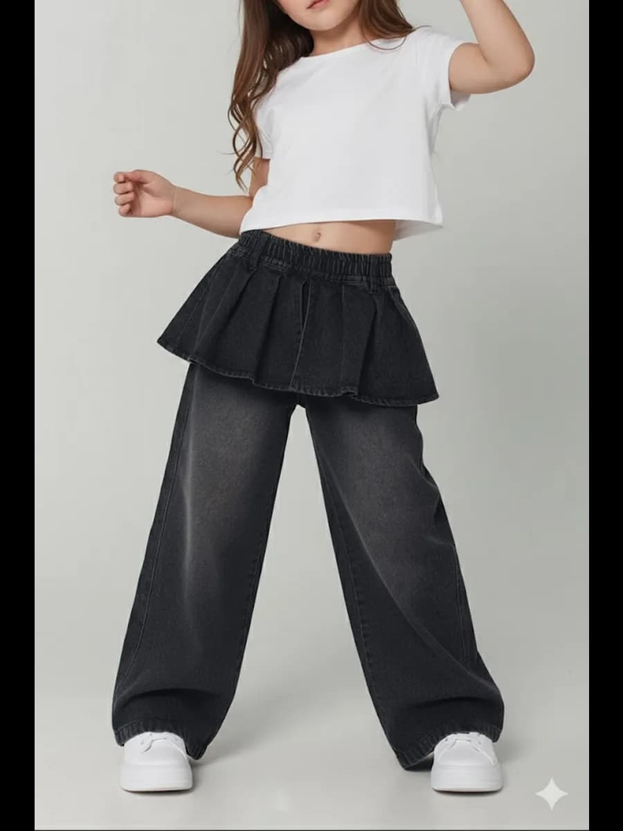 Джинсы для девочки с юбкой