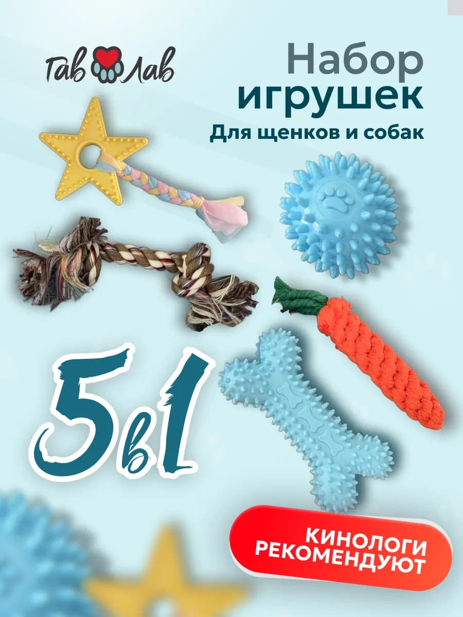 Набор игрушек для щенков и собак мелких и средних пород
