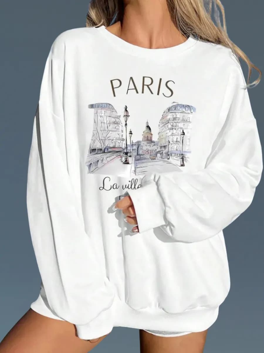 Свитшот оверсайз с принтом - фото 1