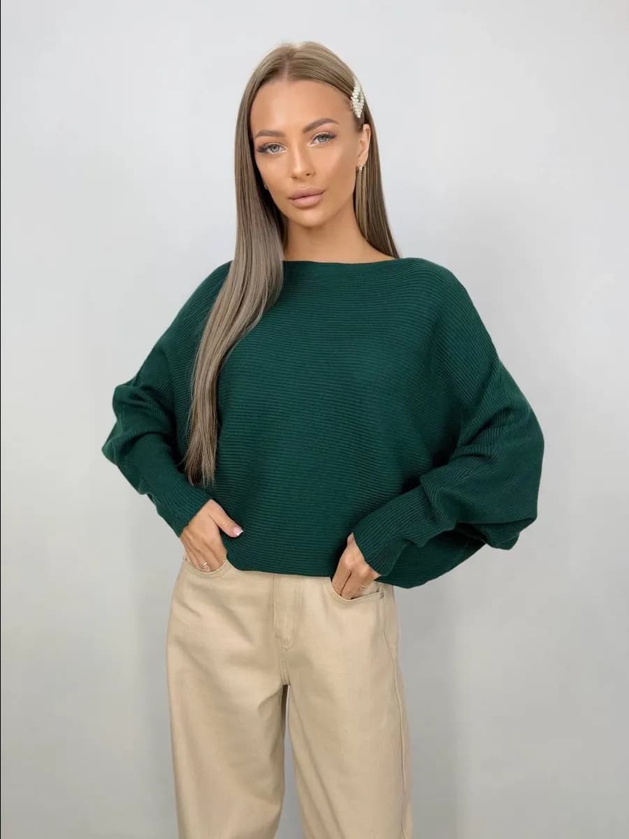 Джемпер вязаный оверсайз с длинным рукавом